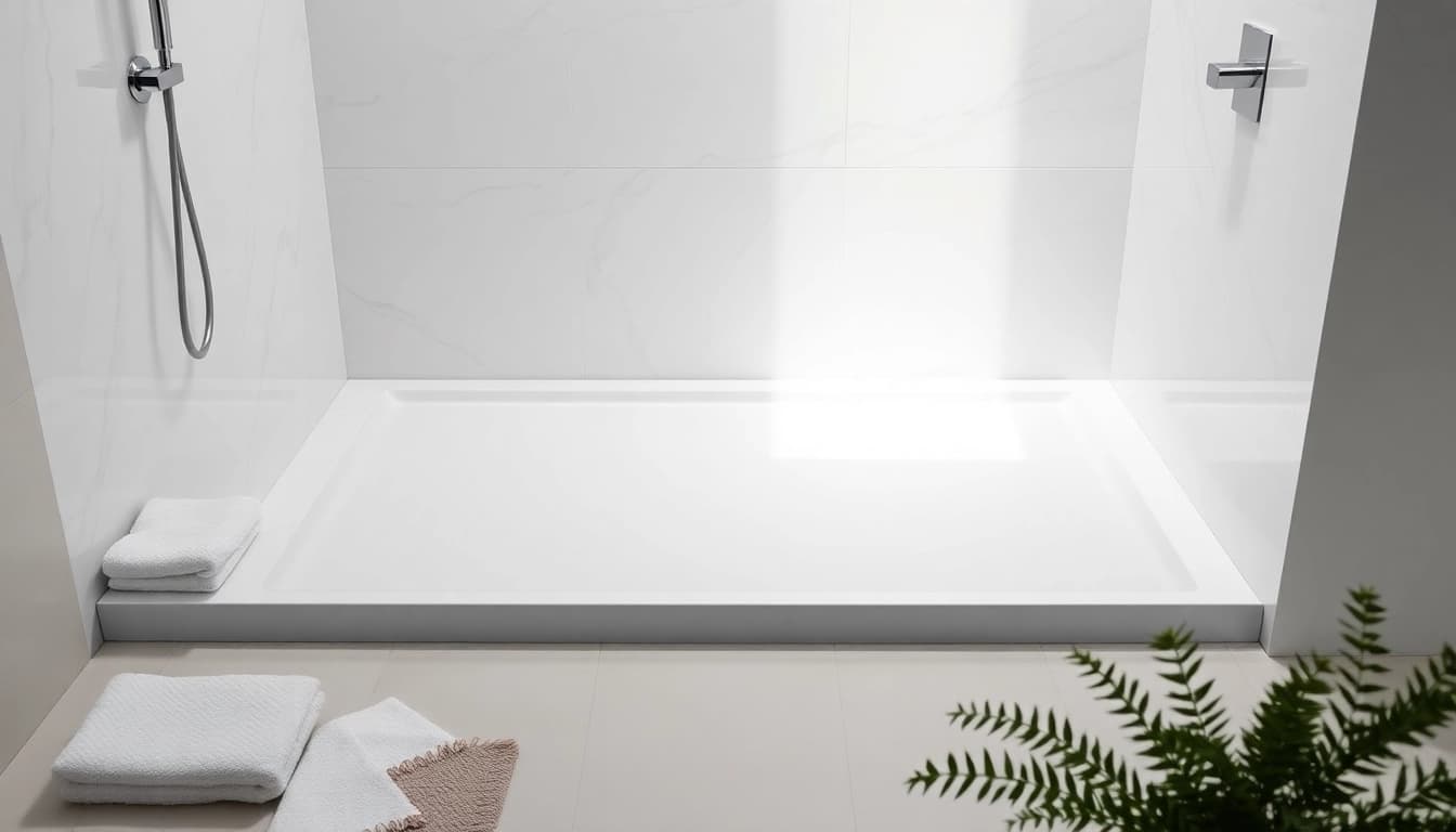 Elegant shower base shower in a modern bathroom setting with refined details.