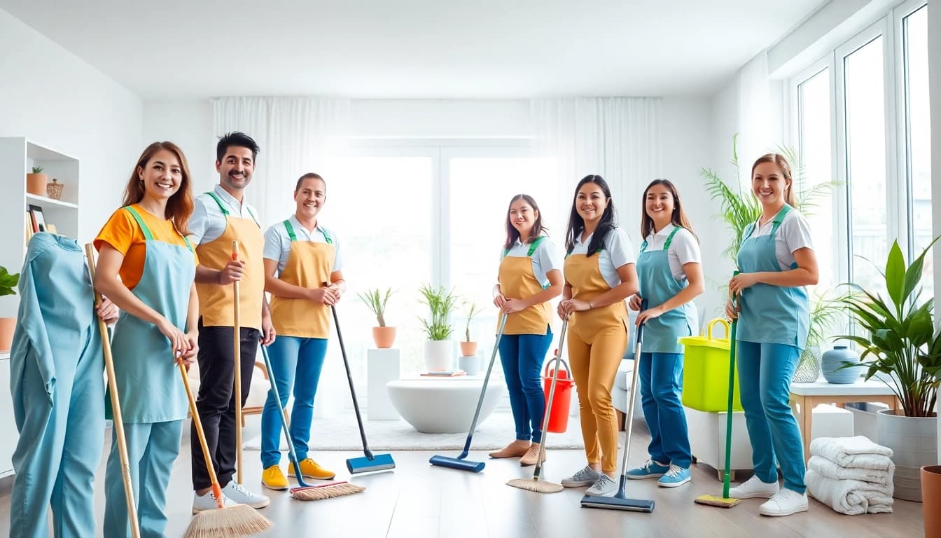 Providing reliable cleaning services near me with a professional team in a sunny living room.