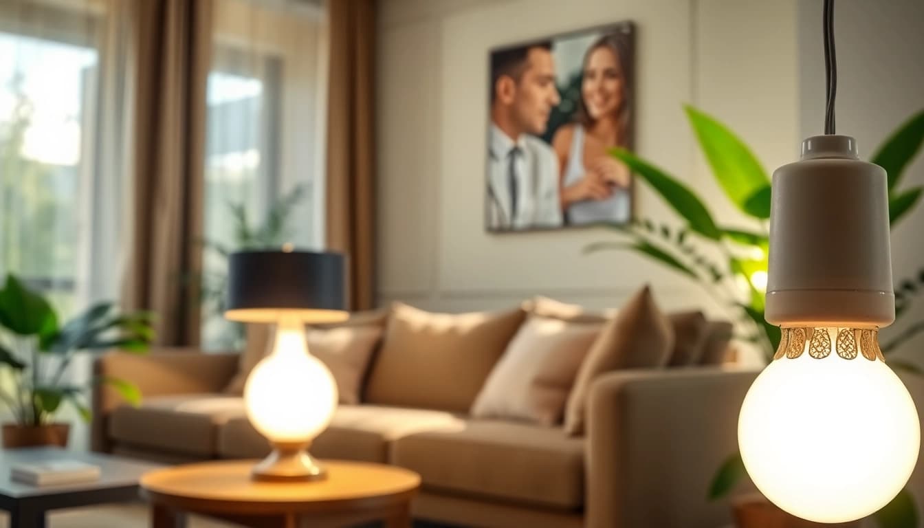 Enhance your space with a 19 bulb illuminating a cozy living room.