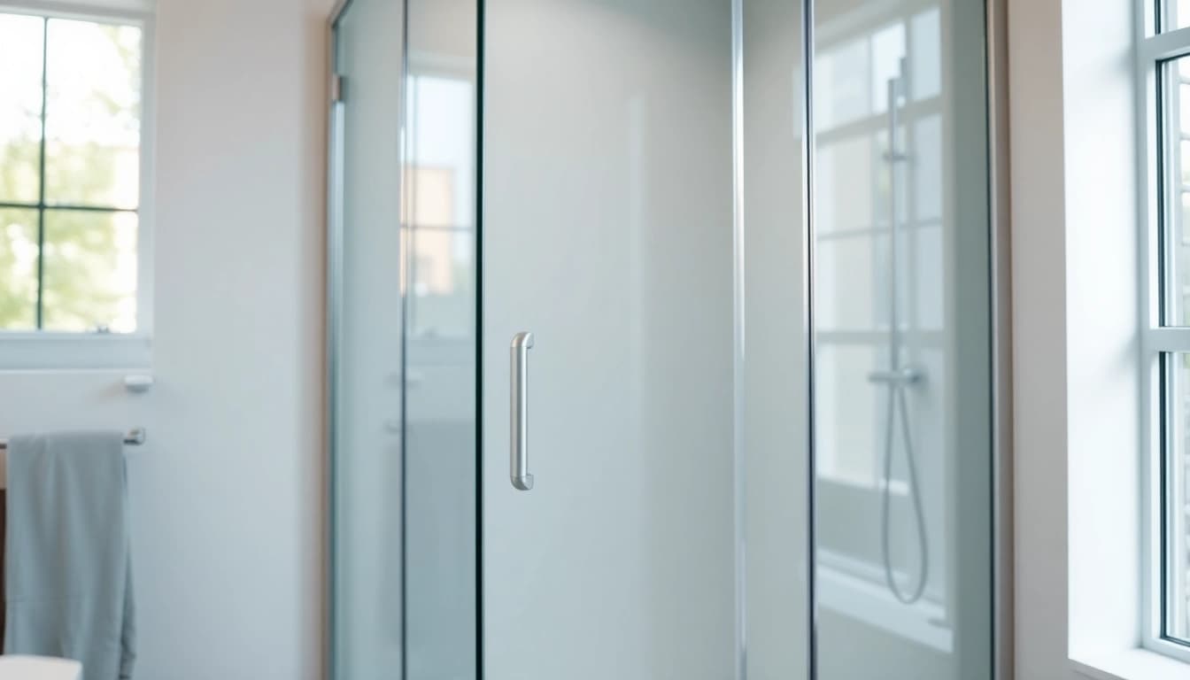 Genießen Sie die Duschkabine 100x100 Pendeltür in einem modernen Badezimmer, stilvolles Design.