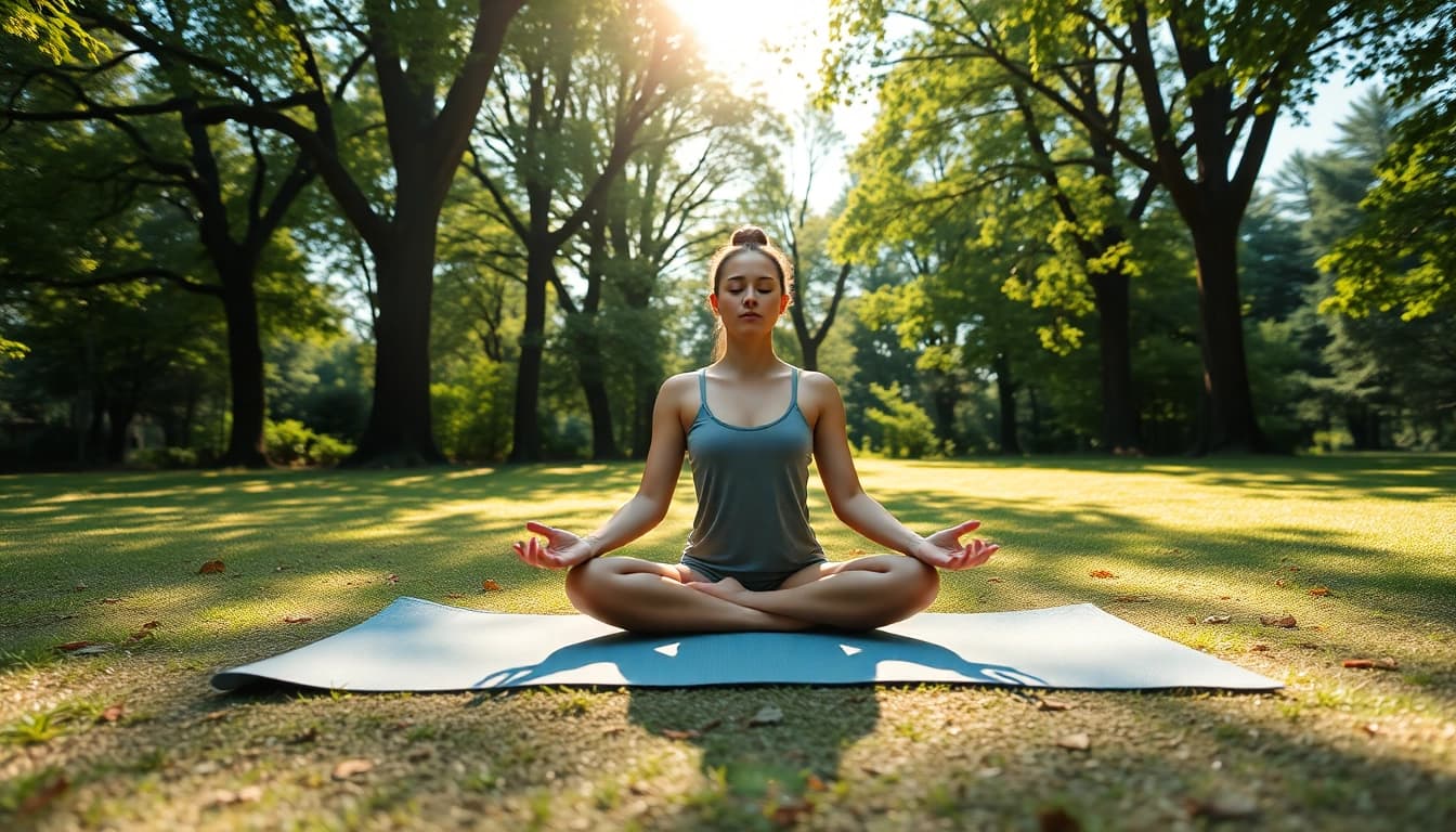 Meditating individual surrounded by nature, embodying mental wellness and tranquility.