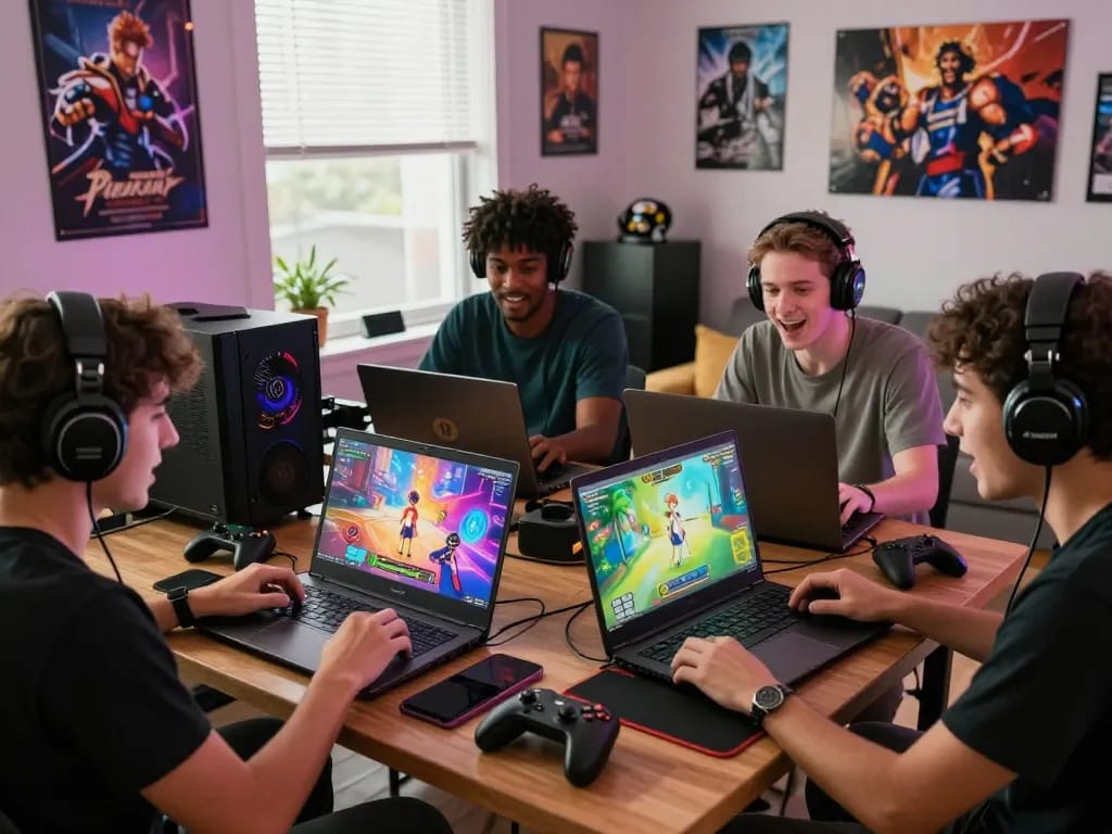 Players enjoying a thrilling interactive porn game experience with engaging visuals and lively atmosphere