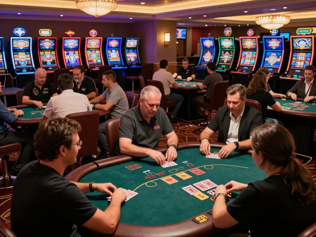 Players enjoying an engaging hitclub gaming experience at a lively casino.