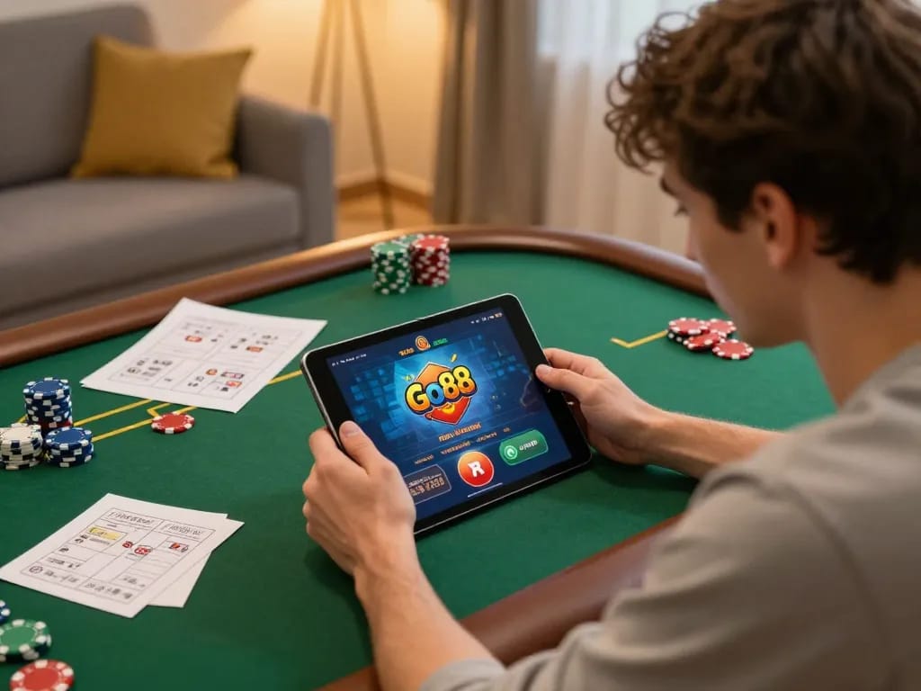 Engaging with the Go88 casino app in a cozy setup promotes strategic online gambling.
