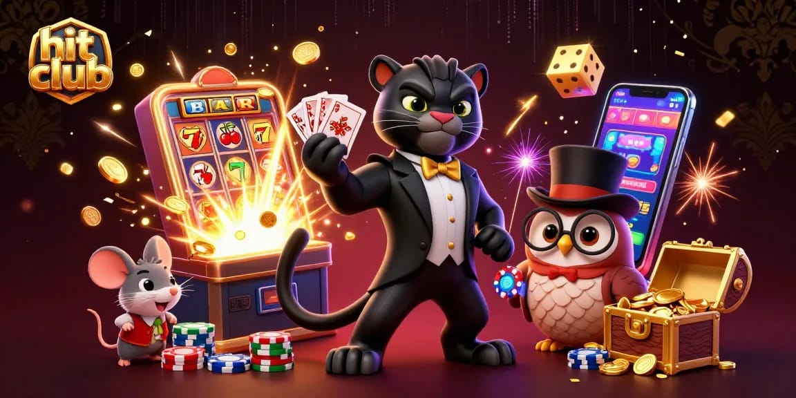 Experience the thrill of hit club gaming as the elegant panther deals cards amidst casino excitement.