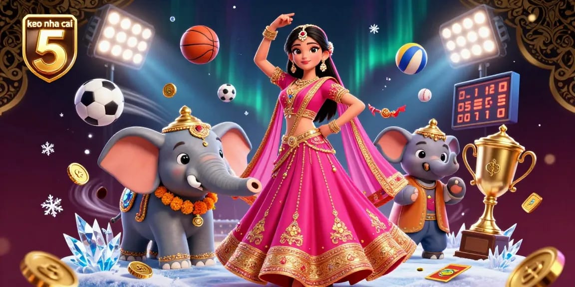Engage with keo nha cai 5 through a vibrant illustration showcasing dynamic sports bets and rich gambling elements.