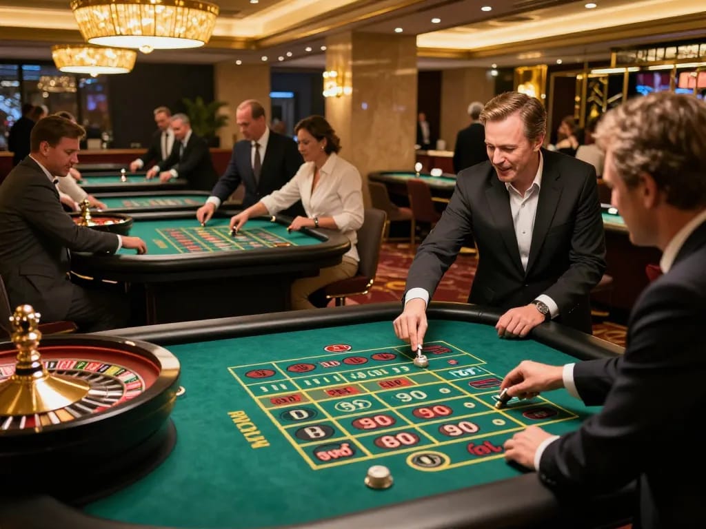 Cwin offers dynamic roulette gameplay with players engaged in betting at vibrant tables.