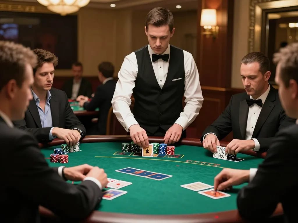 Players showcase skill at G28 blackjack table with intense focus and vibrant atmosphere