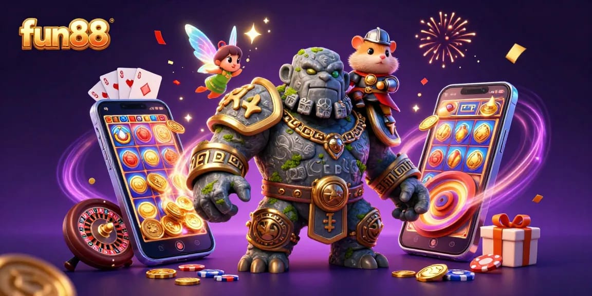 Experience fun88's vibrant gaming world with thrilling slot games and magical characters in action.