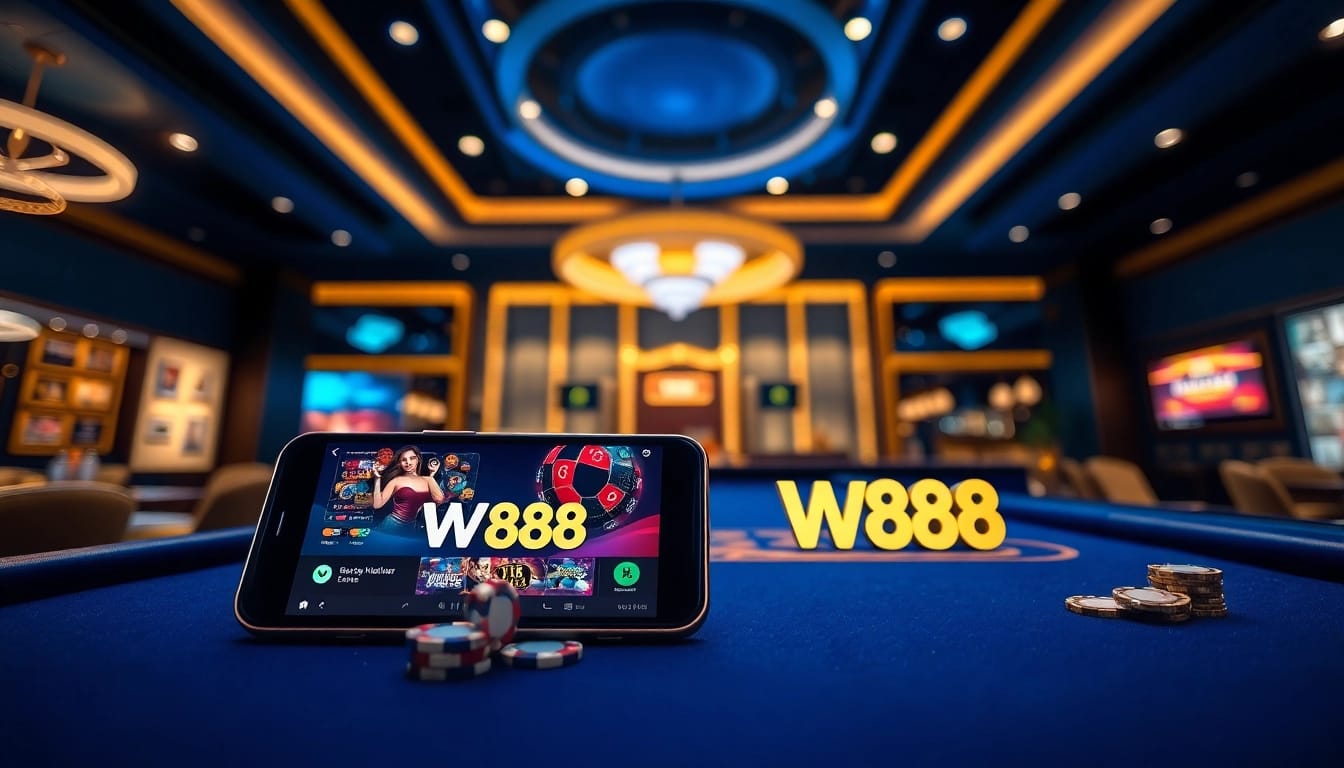 Engaging online casino atmosphere featuring W88.nyc logo and virtual games.
