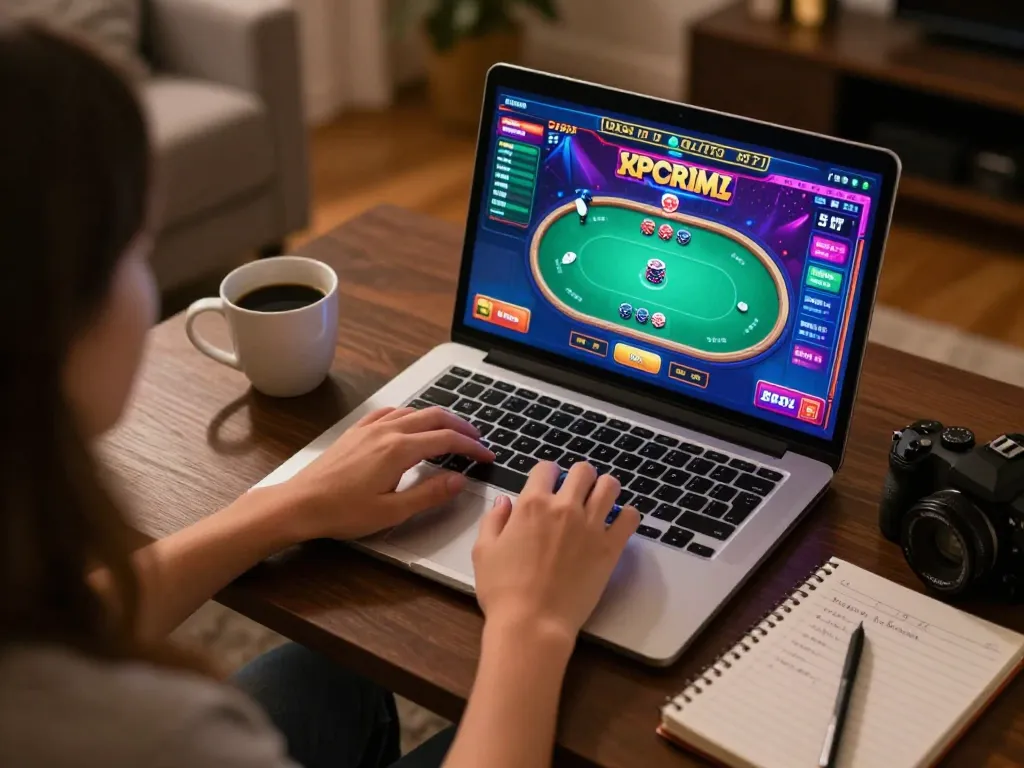 Kuwin player strategizing with online poker at home while engaging in gameplay