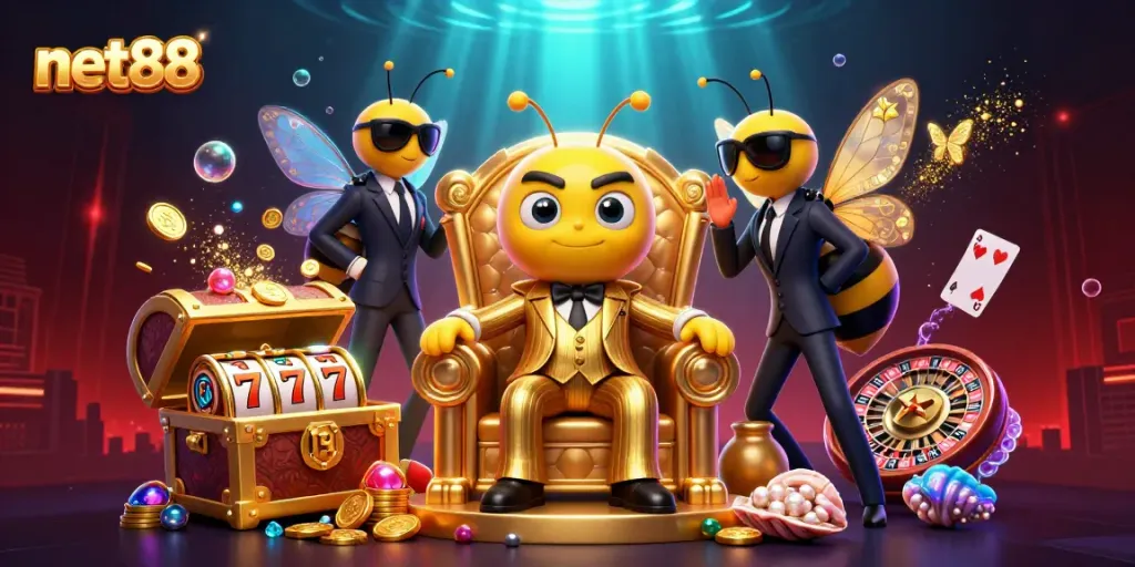 Engage with net88's thrilling casino experience, showcasing the bumblebee mob boss and dynamic gambling action.
