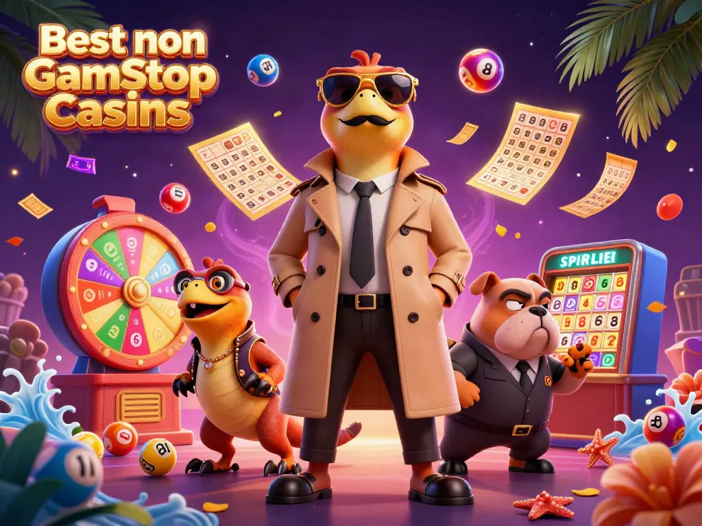 Raptors dressed as a tall person entering a VIP casino lounge, showcasing Best non Gamstop Casinos