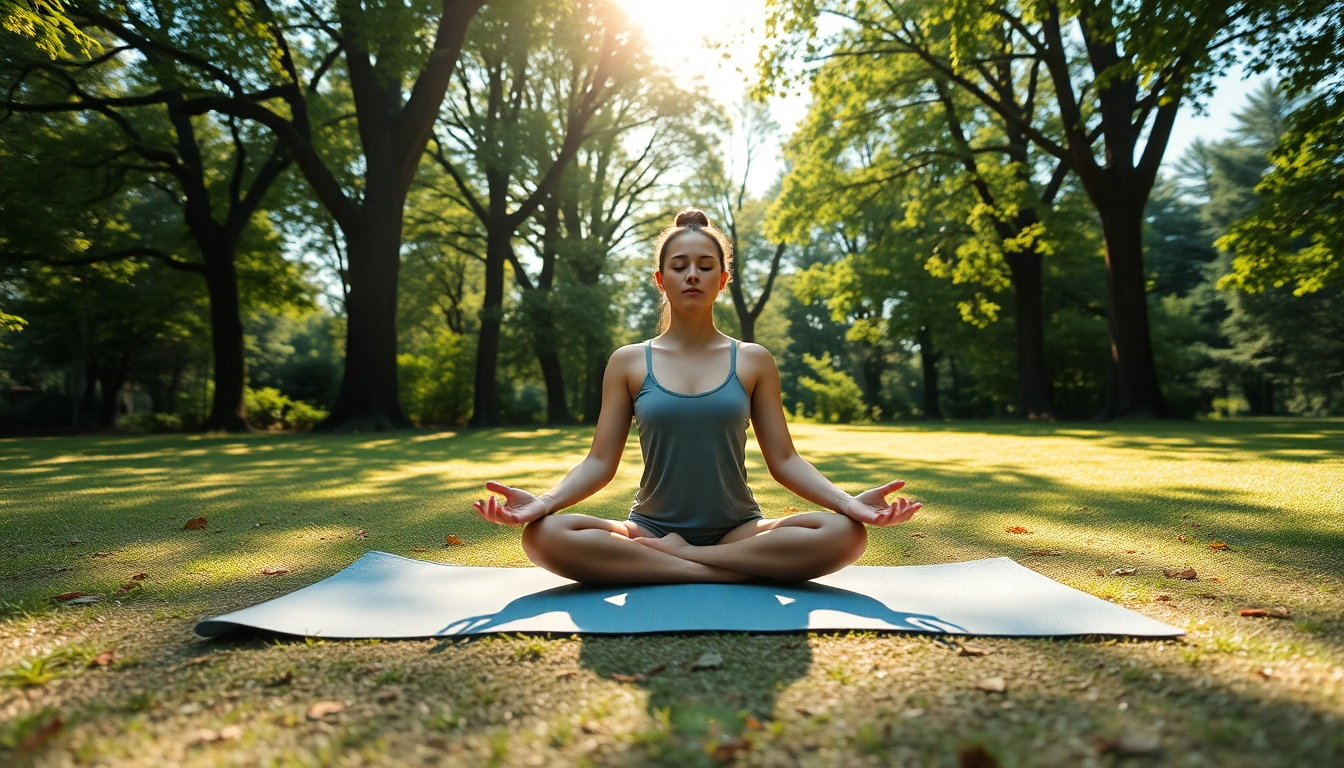 Meditating individual surrounded by nature, embodying mental wellness and tranquility.