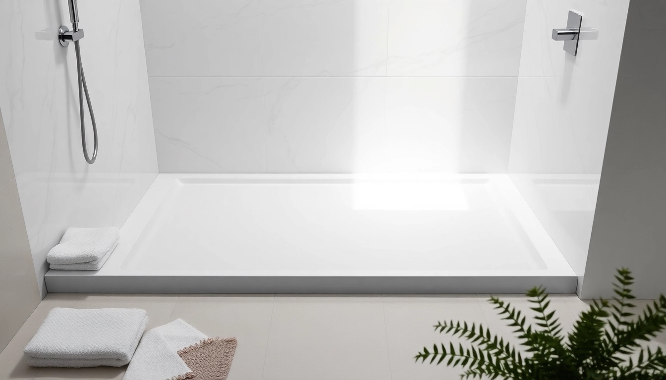 Elegant shower base shower in a modern bathroom setting with refined details.