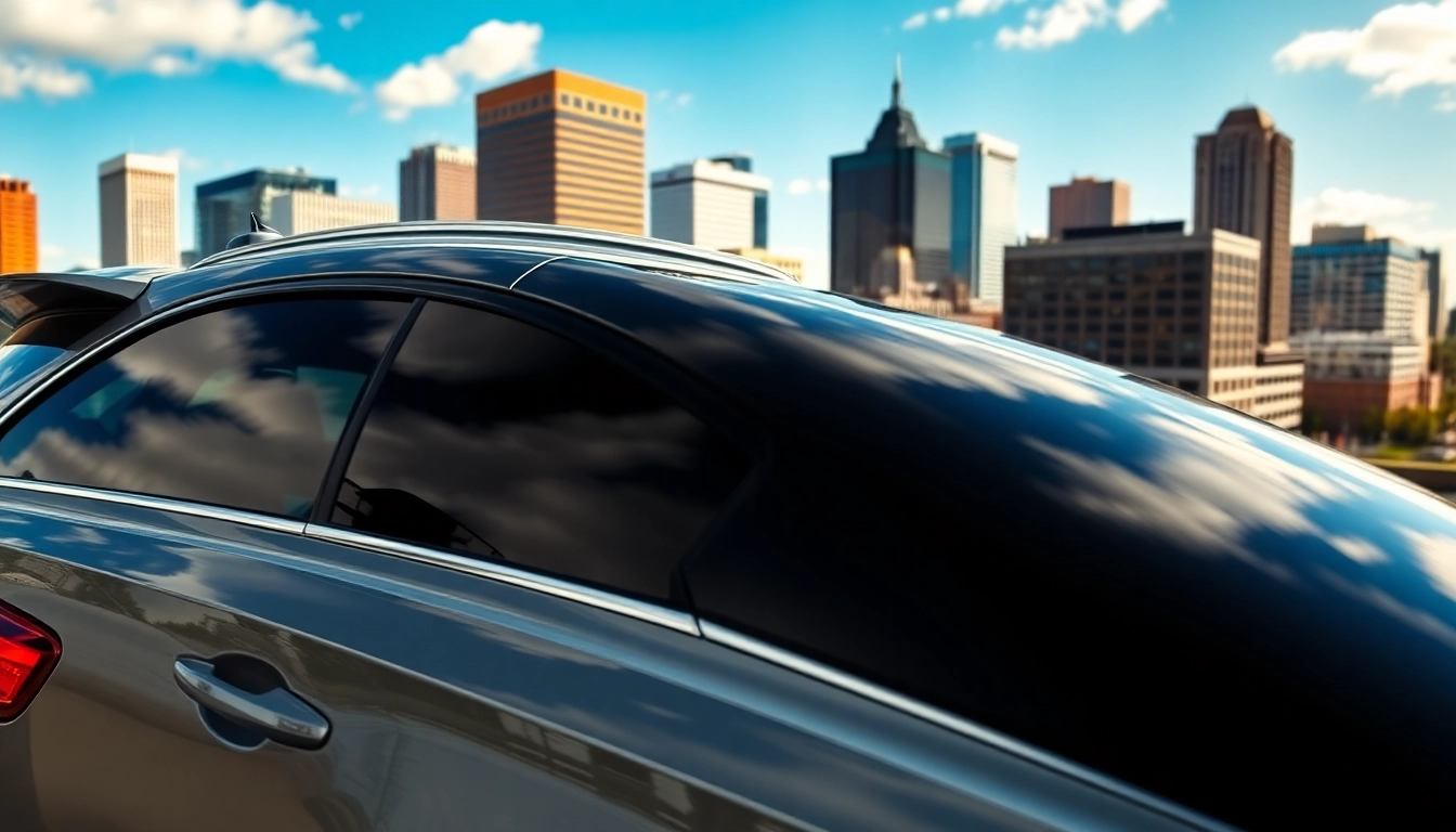 Enhance your vehicle's aesthetics with window tint Chattanooga in this vibrant urban setting.