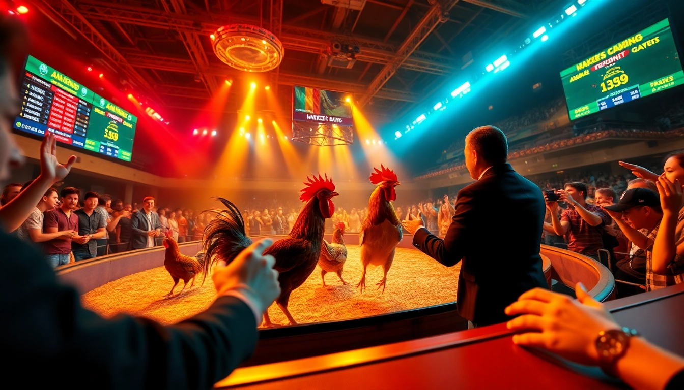 DAGA live betting experience featuring dynamic cockfighting and enthusiastic spectators at dagawin.live