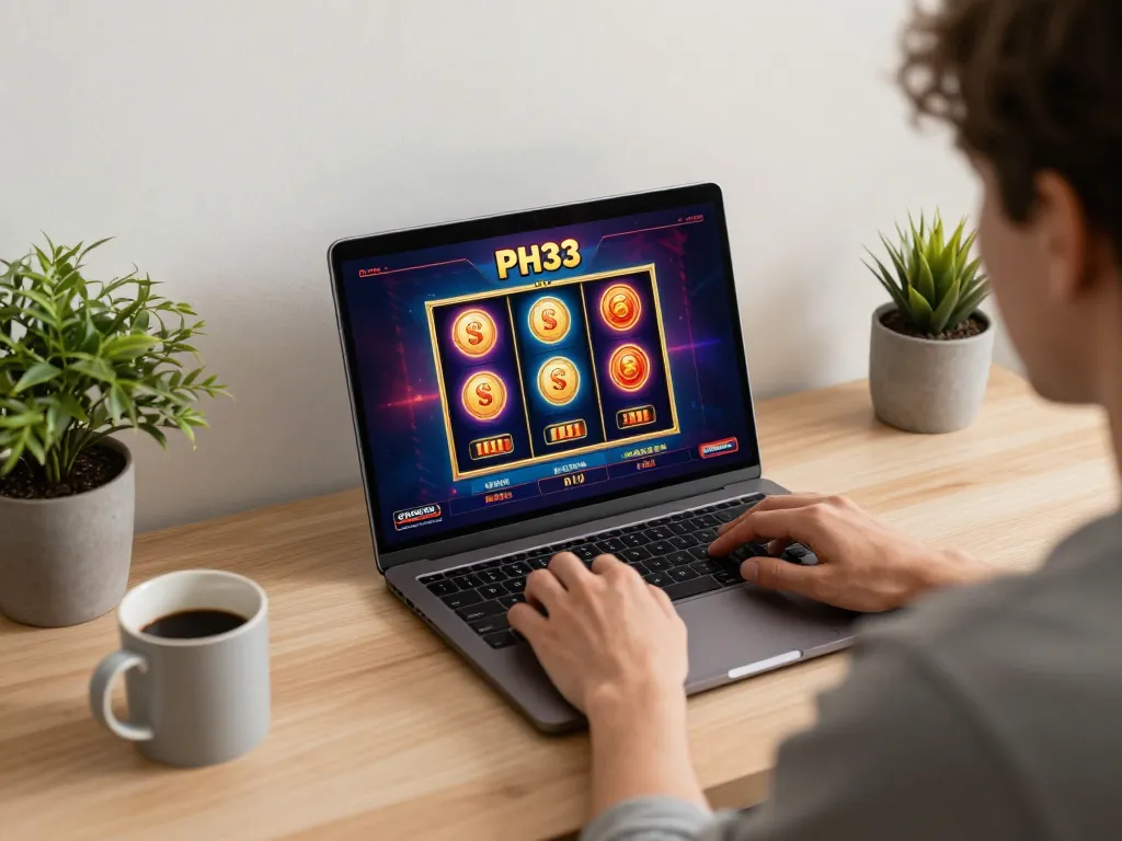 Engage with thrilling slots at PH33 online casino through a cozy gaming setup.