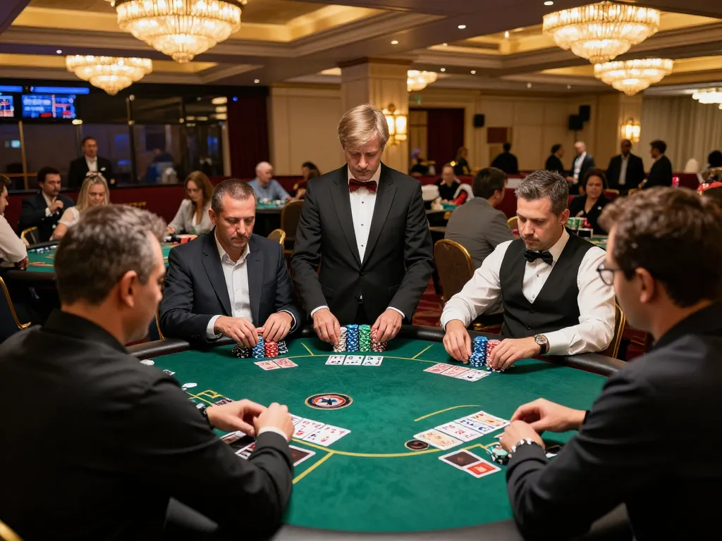 Engaged players at https://sshbet.io/ blackjack table focusing on cards and bets, showcasing casino excitement.