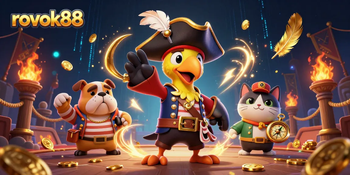 Experience thrill at rokok88 with a pirate captain and crew navigating the virtual treasure seas.