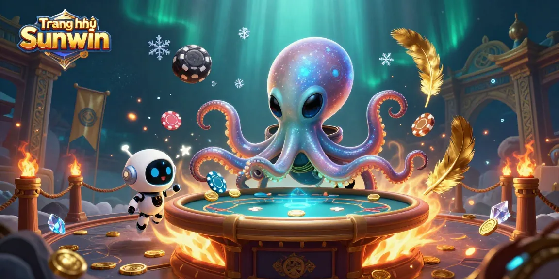 Engage in immersive gaming on Trang chủ Sunwin with a dynamic scene featuring a space octopus and poker table.