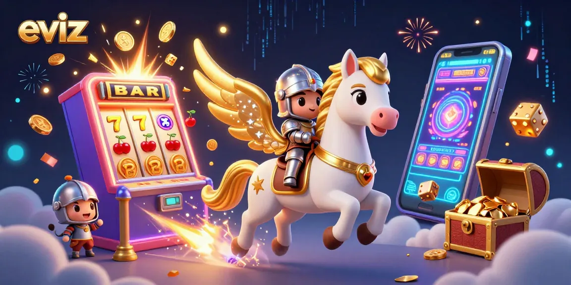 Experience thrilling gameplay at eviz with a magical slot adventure featuring a celestial horse, knight, and endless winnings.