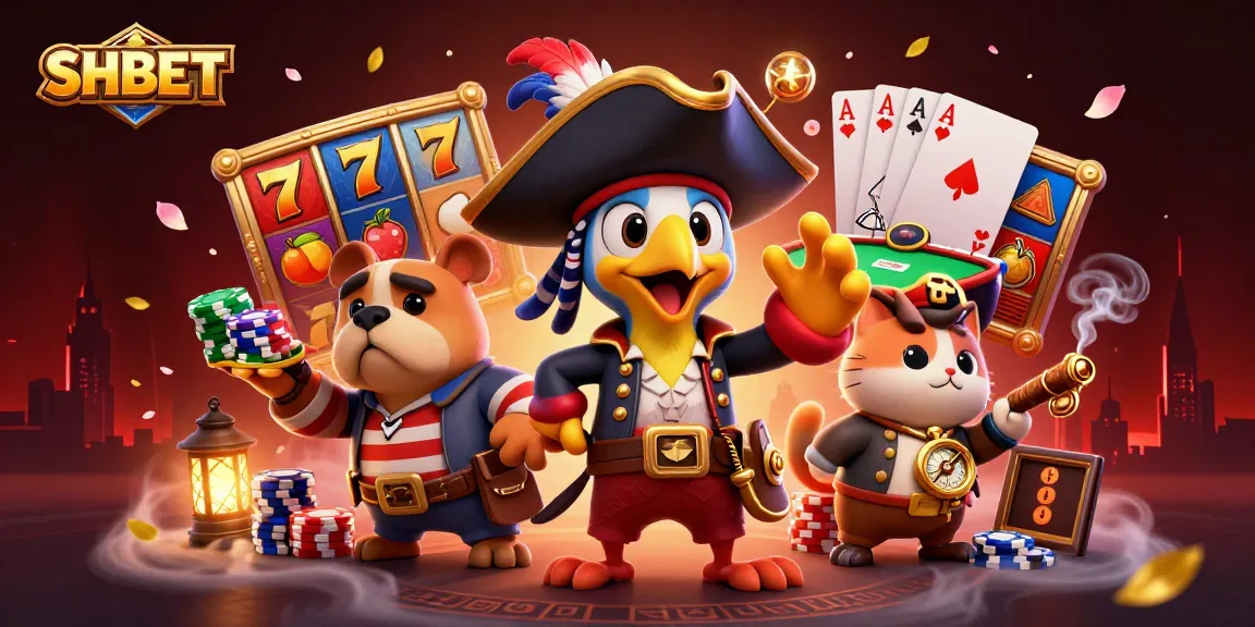 Engage with exciting SHBET slot games in this vibrant 3D illustration featuring colorful slot reels and characters.