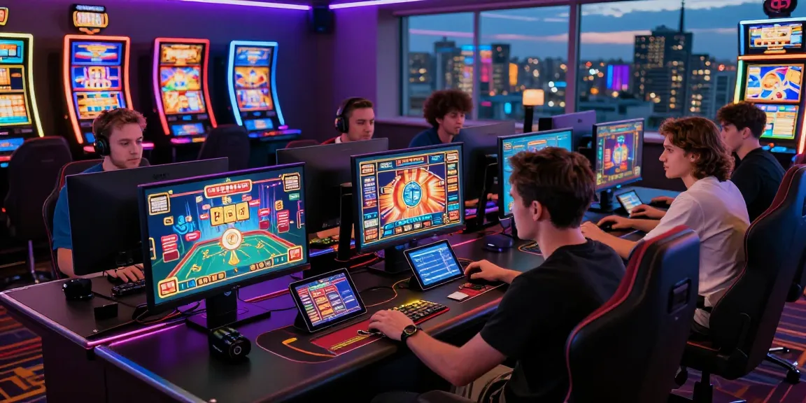 Engaged players enjoying exciting games at a non UK casino during a vibrant online session.
